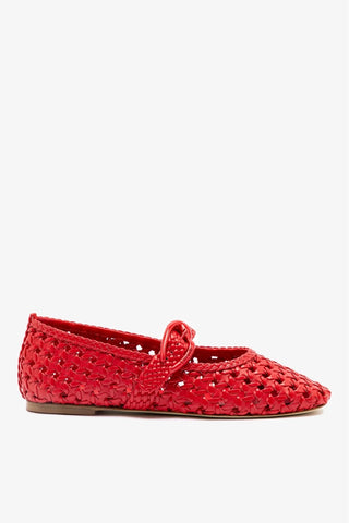 Sapatilha Verona New Macramê Couro Vermelho Ballerina Larroudé