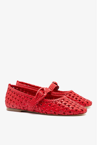 Sapatilha Verona New Macramê Couro Vermelho Ballerina Larroudé
