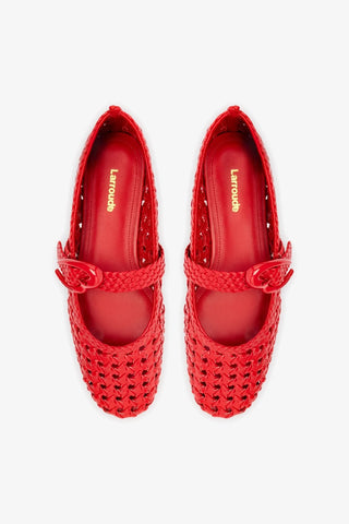 Sapatilha Verona New Macramê Couro Vermelho Ballerina Larroudé