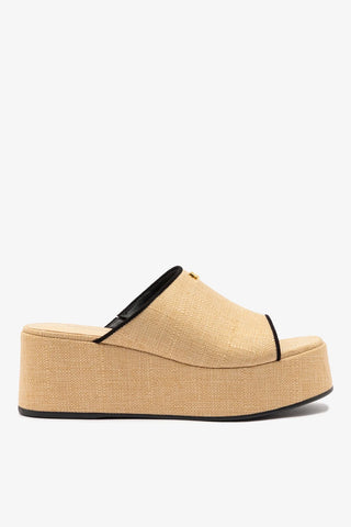 Mule Charli Ráfia Bege e Camurça Preto Sandal Larroudé