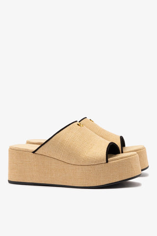 Mule Charli Ráfia Bege e Camurça Preto Sandal Larroudé