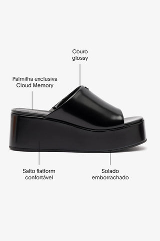 Mule Charli Box Couro Preto Sandal Larroudé