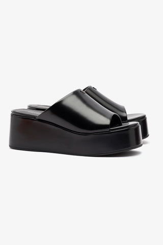Mule Charli Box Couro Preto Sandal Larroudé