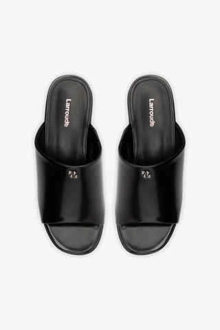 Mule Charli Box Couro Preto Sandal Larroudé