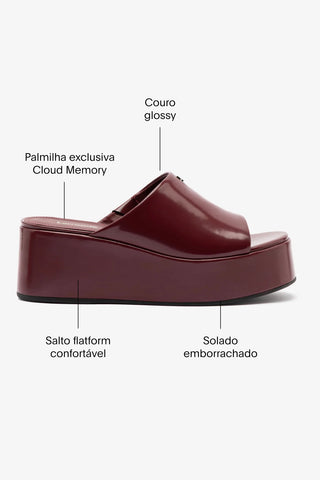 Mule Charli Box Couro Bordô Sandal Larroudé