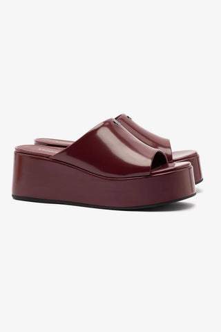Mule Charli Box Couro Bordô Sandal Larroudé