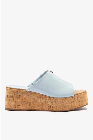 Mule Charli Couro Verniz Azul Sandal Larroudé