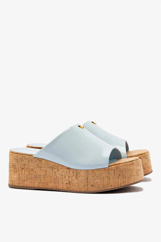 Mule Charli Couro Verniz Azul Sandal Larroudé
