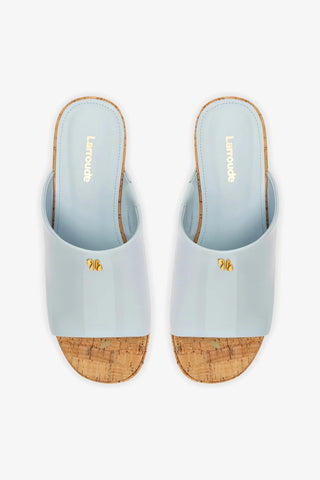 Mule Charli Couro Verniz Azul Sandal Larroudé