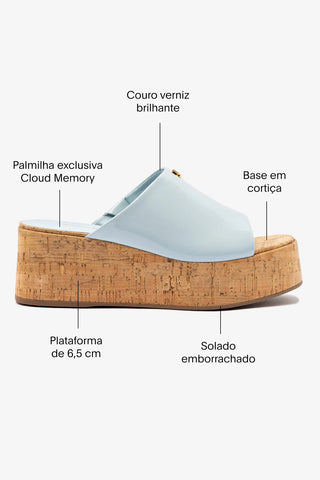 Mule Charli Couro Verniz Azul Sandal Larroudé
