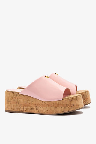 Mule Charli Couro Verniz Rosa Sandal Larroudé