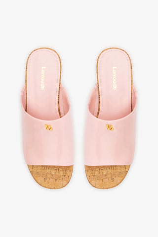 Mule Charli Couro Verniz Rosa Sandal Larroudé