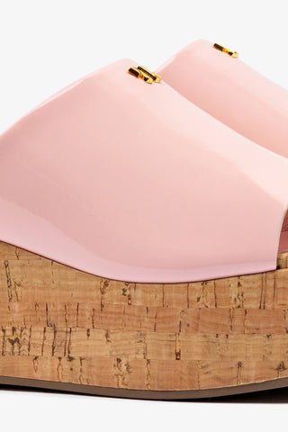 Mule Charli Couro Verniz Rosa Sandal Larroudé