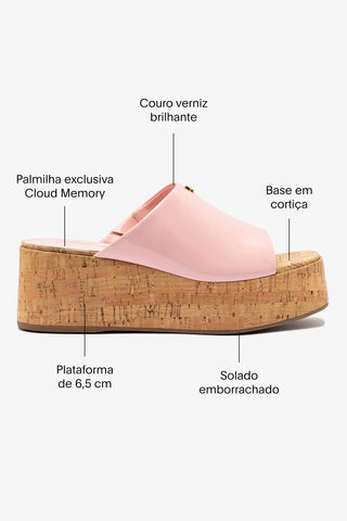 Mule Charli Couro Verniz Rosa Sandal Larroudé