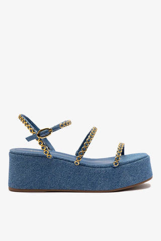 Flatform Gio Milanina Jeans Azul Sandal Larroudé