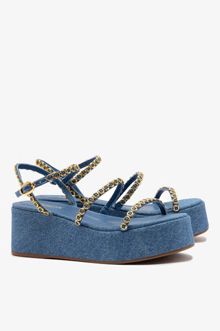 Flatform Gio Milanina Jeans Azul Sandal Larroudé