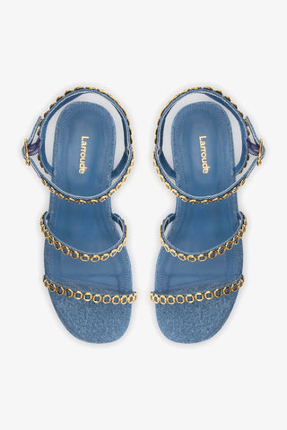 Flatform Gio Milanina Jeans Azul Sandal Larroudé
