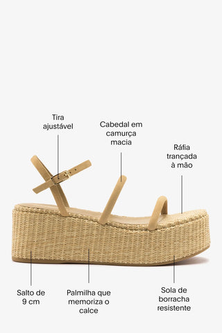 Flatform Gio Camurça Caramelo Flatform Larroudé