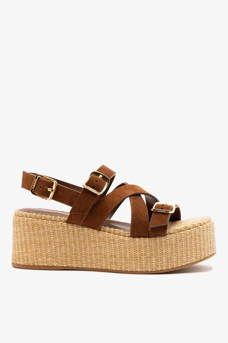 Flatform Patti Camurça Marrom Sandal Larroudé