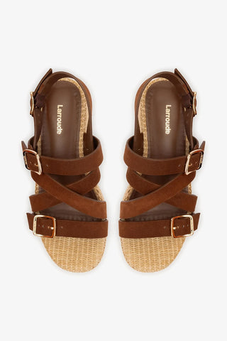 Flatform Patti Camurça Marrom Sandal Larroudé
