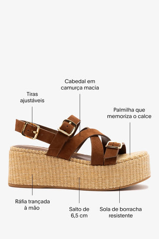 Flatform Patti Camurça Marrom Sandal Larroudé