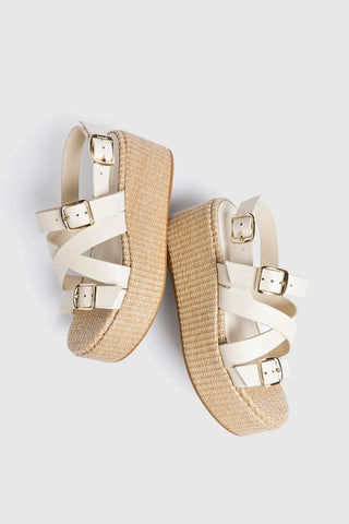 Flatform Patti Couro Off White Sandal Larroudé