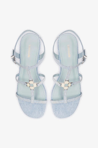 Sandália Flat Hana Jeans Azul Flat Sandal Larroudé