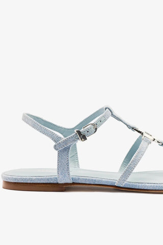 Sandália Flat Hana Jeans Azul Flat Sandal Larroudé