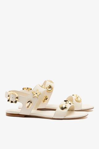 Sandália Flat Madison Couro Off White Flat Sandal Larroudé