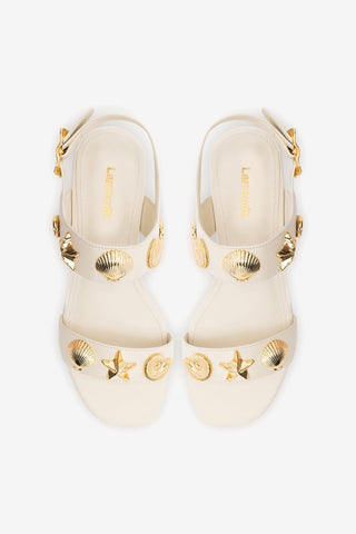 Sandália Flat Madison Couro Off White Flat Sandal Larroudé