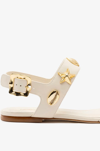 Sandália Flat Madison Couro Off White Flat Sandal Larroudé