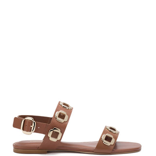 Sandália Flat Milan Couro Caramelo