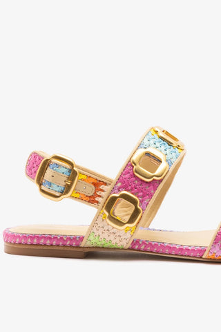 Sandália Flat Milan Ráfia Multicor Flat Sandal Larroudé