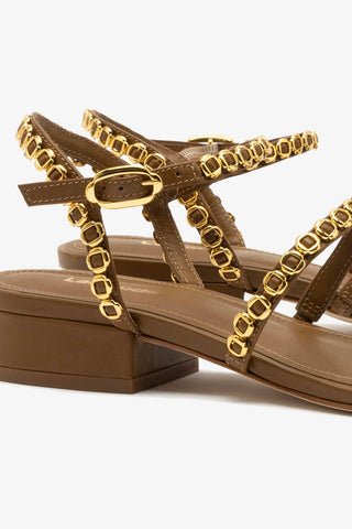 Sandália Flat Milanina Couro Marrom Sandal Larroudé