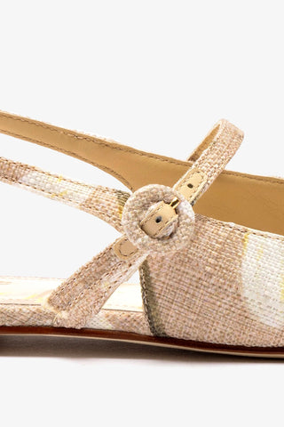 Sapatilha Georgina Ráfia Estampada Bege Ballerina Larroudé