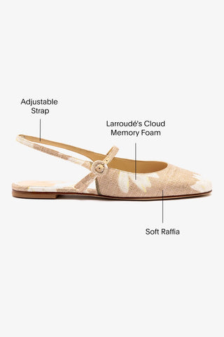 Sapatilha Georgina Ráfia Estampada Bege Ballerina Larroudé
