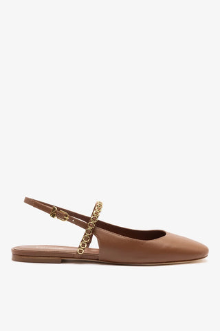 Sapatilha Georgina Milanina Couro Caramelo Ballerina Larroudé