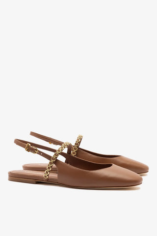 Sapatilha Georgina Milanina Couro Caramelo Ballerina Larroudé