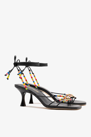 Larroudé x Ciao Lucia: Sandália Eloisa Couro Preto Sandal Larroudé x Ciao Lucia