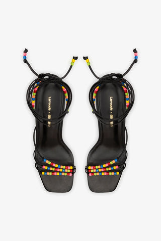 Larroudé x Ciao Lucia: Sandália Eloisa Couro Preto Sandal Larroudé x Ciao Lucia