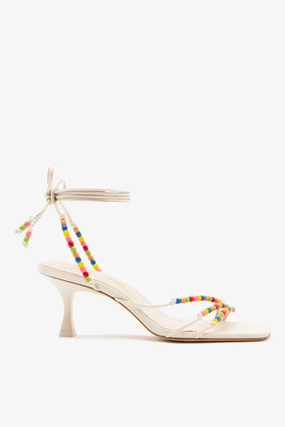 Larroudé x Ciao Lucia: Sandália Eloisa Couro Off White Sandal Larroudé x Ciao Lucia