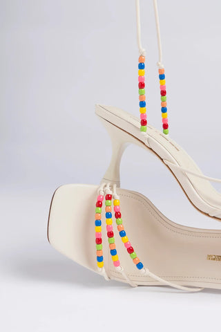 Larroudé x Ciao Lucia: Sandália Eloisa Couro Off White Sandal Larroudé x Ciao Lucia