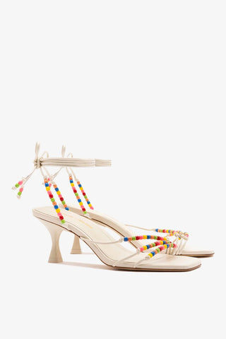 Larroudé x Ciao Lucia: Sandália Eloisa Couro Off White Sandal Larroudé x Ciao Lucia