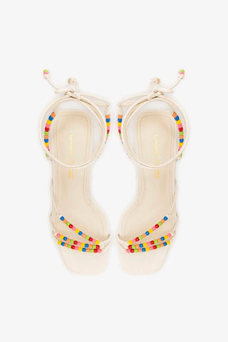 Larroudé x Ciao Lucia: Sandália Eloisa Couro Off White Sandal Larroudé x Ciao Lucia