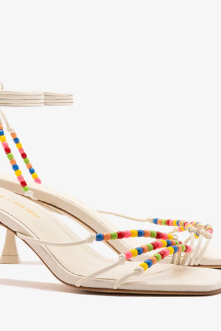 Larroudé x Ciao Lucia: Sandália Eloisa Couro Off White Sandal Larroudé x Ciao Lucia