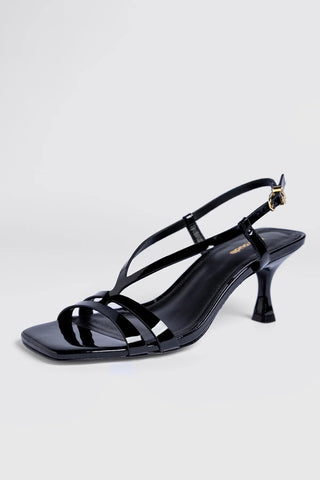 Sandália Daphne Couro Verniz Preto Sandal Larroudé