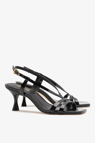 Sandália Daphne Couro Verniz Preto Sandal Larroudé
