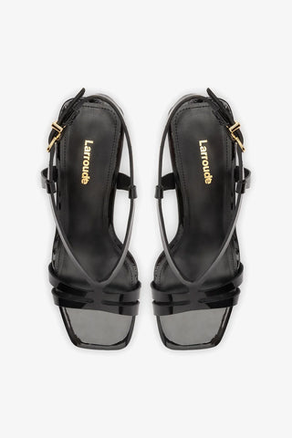 Sandália Daphne Couro Verniz Preto Sandal Larroudé