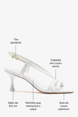 Sandália Daphne Couro Verniz Branco Sandal Larroudé