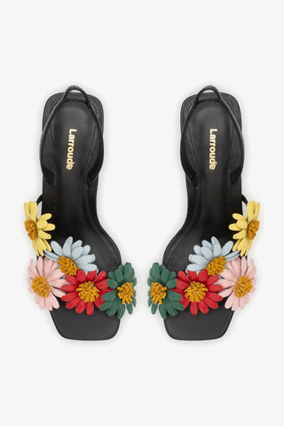 Sandália Fiore Couro Preto Sandal Larroudé